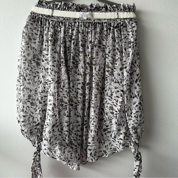 Caroline Constas Silk Smocked Elastic Cinched Ruffle Off Shoulder Top - Picture 8 of 8